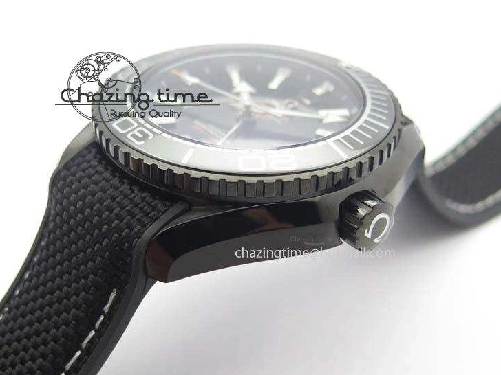 0427 Planet Ocean 45mm GMT DLC JHF Best Edition Black Dial On Rubber Strap A Durable 8194